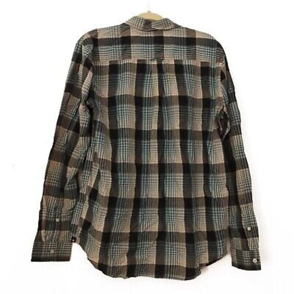 Hurley Men's Casual Button Down Shirt Size L Long Sleeve Plaid Blue Gray EUC B8 - Picture 2 of 5